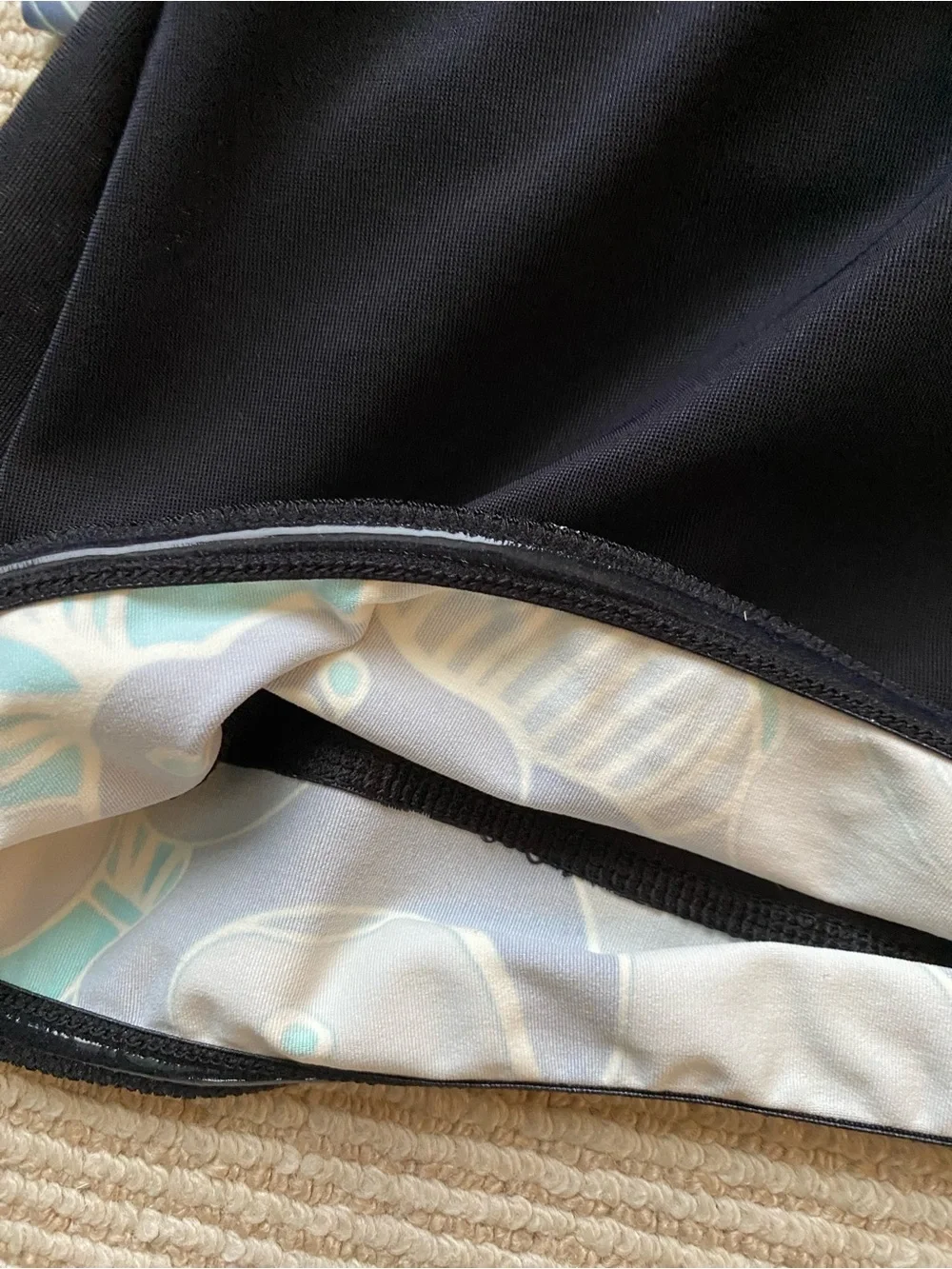 Lands' End Tankini Top Swimsuit Underwire Black Teal Turquoise Size 18W